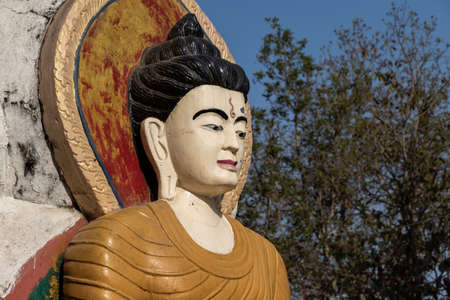 Statue of Buddha at Shreenagar, Tansen, Palpa, Nepal from where you can view all the scenic beauty around Tansen, Palpa.の写真素材