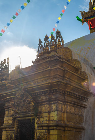 One of the Buddha shrine located at the base of the Swayambhunath Stupa, Kathmandu, Nepal