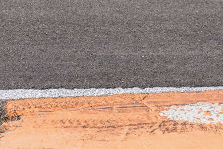 Low angle view of a racetrack. Concept of motorsport, racing. Copy space