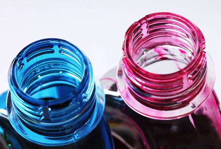 two ink bottles closeupの写真素材