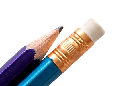 macro shot of pencil and eraserの写真素材