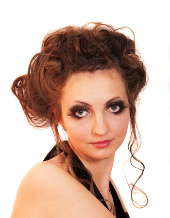 young girl with fascinating make-upの写真素材