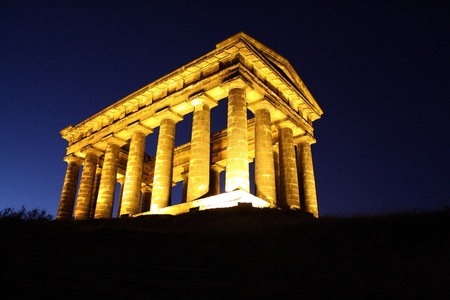 Penshaw Monument, UK, at Nightの写真素材