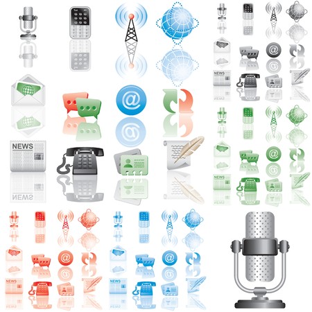 Icons set 1. Variant in black, red, blue, green. Isolated groups and layers.の写真素材