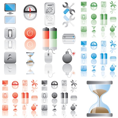 Icons set 4. Variant in black, red, blue, green. Isolated groups and layers.  の写真素材