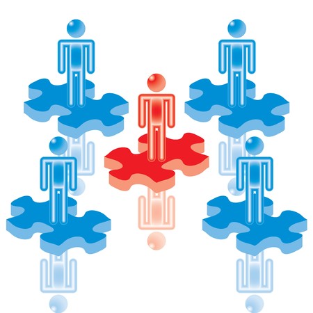 42. Teamwork Puzzle in blue. Eps8. Isolated groups and layers.  のイラスト素材