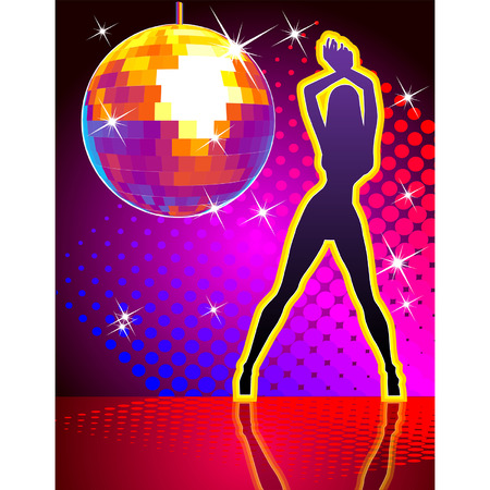 Vector disco ball on abstract backgroundのイラスト素材