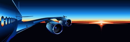 Vector airbus at sunriseのイラスト素材