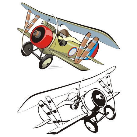 Vector cartoon biplaneのイラスト素材