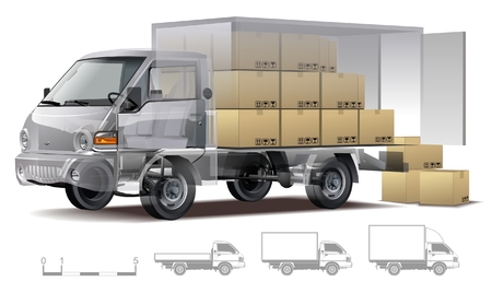 Vector delivery / cargo truck infographics cutawayのイラスト素材