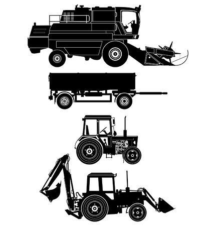 detailed agricultural vehicles setのイラスト素材