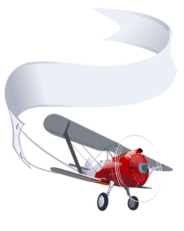 Vector retro airplane with bannerのイラスト素材