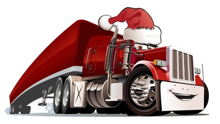 Vector cartoon Christmas truckのイラスト素材