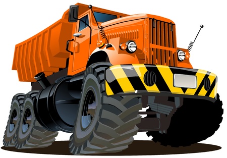 Vector cartoon dump truck 6x6のイラスト素材