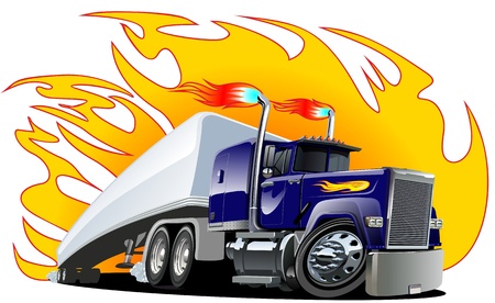 Cartoon Semi Truck. one-click repaint.のイラスト素材