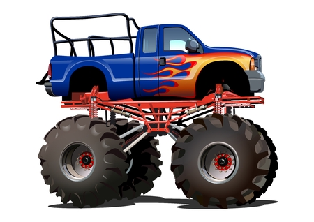 Cartoon Monster Truck. Available EPS-10 separated by groups and layers with transparency effects for one-click repaintのイラスト素材