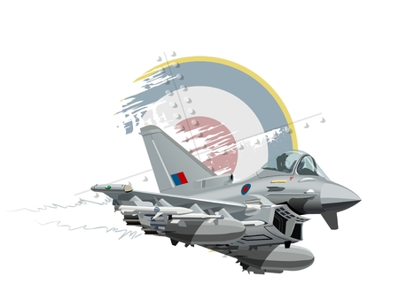 Vector Cartoon Fighter Plane. Available EPS-10 vector format separated by groups and layers for easy editのイラスト素材