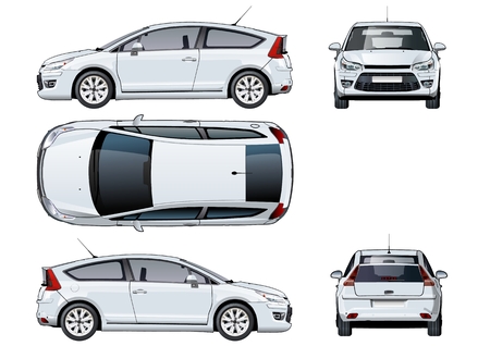 Artistic Vector car template isolated on white. Available EPS-10 vector format separated by groups and layers with transparency effects for one-click repaintのイラスト素材