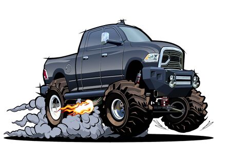 Vector Cartoon 4x4 pickup isolatedのイラスト素材