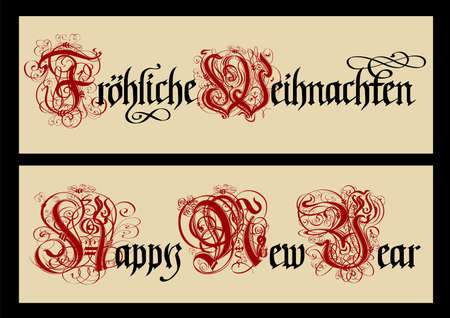 Gothic Christmas calligraphy. Uncial Fraktur.のイラスト素材