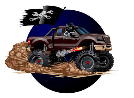 Cartoon Monster Truck. Available EPS-10 separated by groups and layers with transparency effects for one-click repaintのイラスト素材