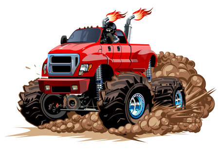Cartoon Monster Truck. Available EPS-10 separated by groups and layers with transparency effects for one-click recolourのイラスト素材