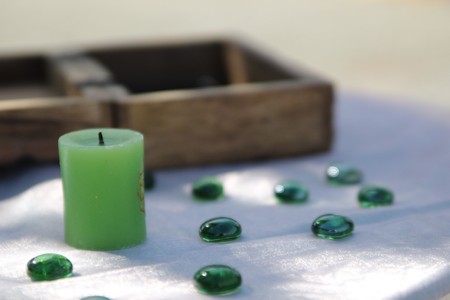 Candle and stonesの写真素材