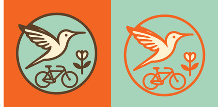 Bicycles and birds icon. Vector illustration in flat style.のイラスト素材