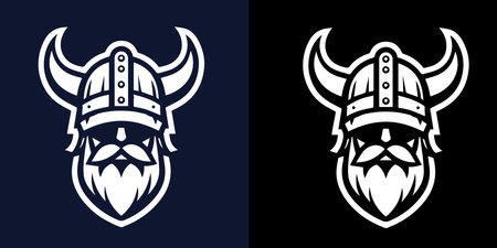 Viking head with horned helmet and mustache. Vector illustration.のイラスト素材