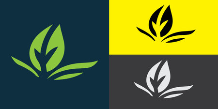 Leaf icon isolated on white and black background. Vector Illustrationのイラスト素材