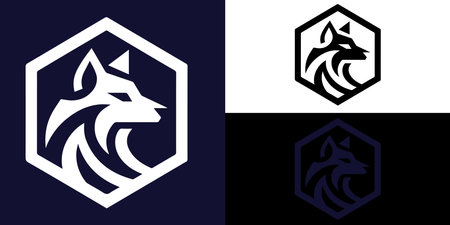 Logo of fox head in hexagonal shape. Vector illustration.のイラスト素材