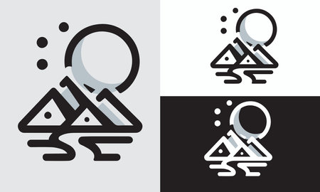 Mountain icon on black and white background. Vector illustration for your designのイラスト素材
