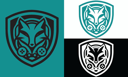 Fox head symbol on shield. Vector illustration isolated on white background.のイラスト素材