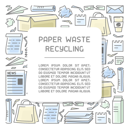 Waste paper information card. Contour and fill style vector illustration. There is place for your textのイラスト素材