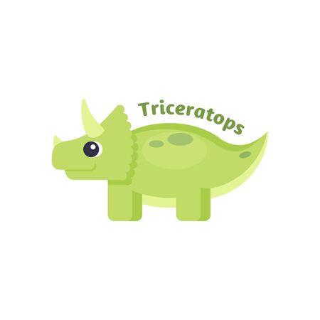 Funny triceratops in cartoon style on white background. Suitable for childish decorのイラスト素材