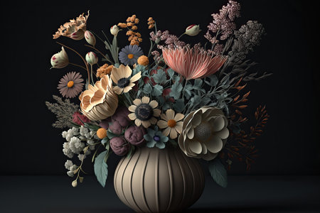 Bouquet of flowers in a vase. AIの素材