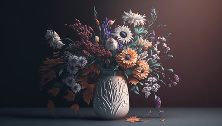 Bouquet of flowers in a vase. AIの素材