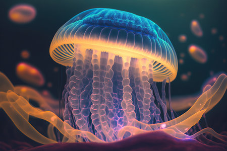 Glowing jellyfish. AI Generativeの素材