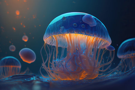 Glowing jellyfish. AI Generativeの素材