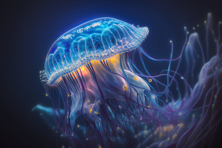 Glowing jellyfish. AI Generativeの素材