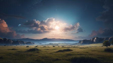 Landscape of a misty valleyの素材