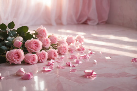Pink roses on the floorの素材