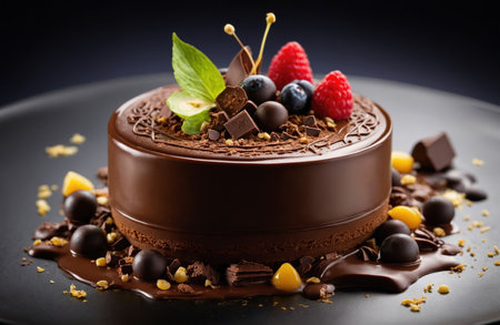 Chocolate dessert with berriesの素材