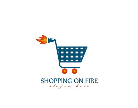 Shopping cart logo design vectorのイラスト素材