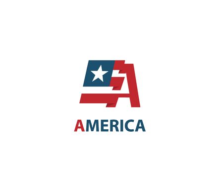 A letter America flag design logoのイラスト素材