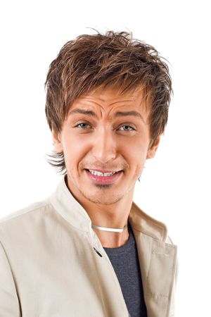 Portrait of a handsome young man, isolated on whiteの写真素材