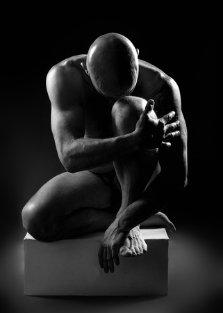 studio portrait of athlete manの写真素材