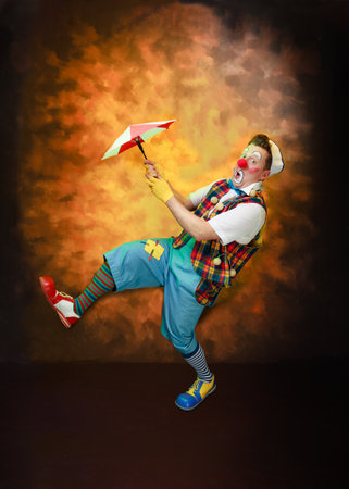 A funny clown with smiling joyful expressionの写真素材