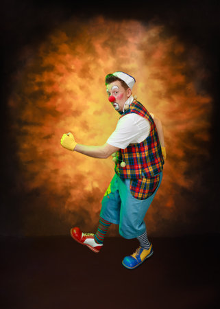 A funny clown with smiling joyful expressionの写真素材