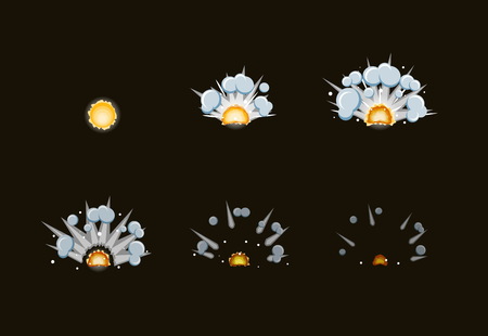Sheet for cartoon fog fire explosion, mobile, flash game effect animation.のイラスト素材